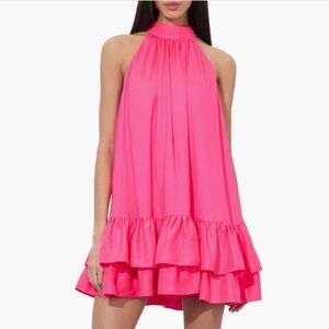 Alice + Olivia Hot Pink Halter Dress